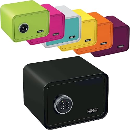 mySafe 350 Code | Elektronischer Tresor mit Zahlenschloss | 35x35x28cm | Design Safe | Möbeltresor | Stahltresor Doppelbolzenverriegelung | Alarm und Notschlüssel | Wand- Bodentresor | Farbe Blau-Weiß - Cheap-Us