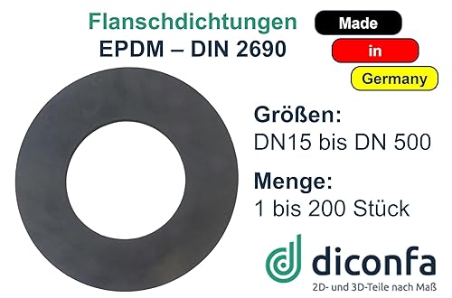 diconfa Flanschdichtung DIN 2690 Gummi EPDM - WÄHLEN == DN15 bis DN500-1 bis 200 Stück - AUSWAHL: DN40 PN10-40 (92 x 49 x 3mm), 2 Stück - Gummidichtung Flachdichtung Rohrverbindung Vollgummi - Cheap-Us