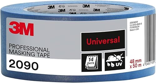 3M Pro Hand-Masker 2090 Profi Malerband für glatte Oberflächen, UV-beständig, innen und außen, 48 mm x 50 m - Cheap-Us