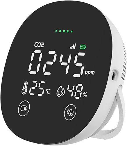 CO2 Messgerät, SPREADTRON 3 In 1 Luftqualitätsmonitor für Temperatur Feuchtigkeit CO2 Monitor mit Digitaler LCD Anzeige und Alarmanlage CO2-Messgerät 400-5000 PPM mit USB Aufladung - Cheap-Us