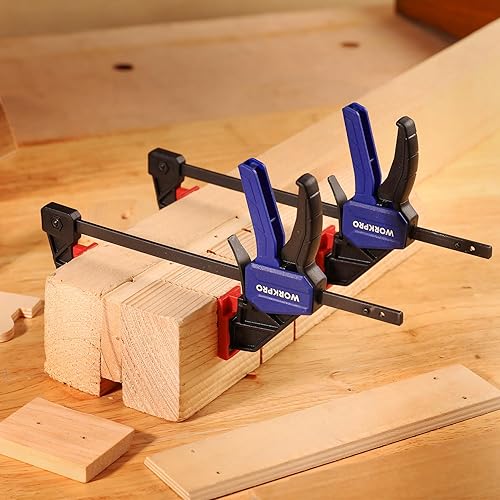 WORKPRO Einhandzwingen Set 4 Stück Schraubzwingen Spanner, Spannweite 120mm/150mm, Dehnbereich 200mm/285mm, Spannkraft 23kg/68kg, Stahl und Nylon für präzises Fixieren - Cheap-Us