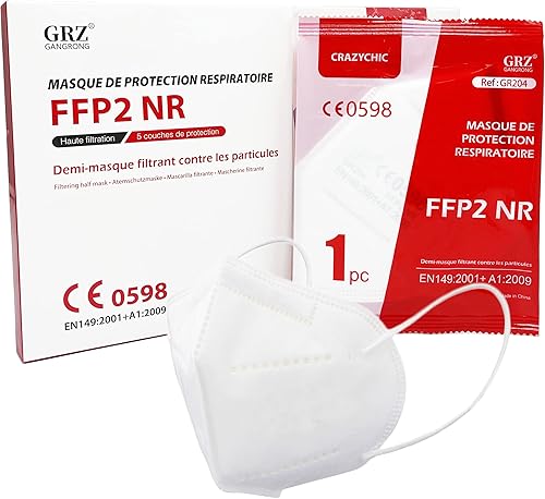 CRAZYCHIC - 20 Stück FFP2 Maske Atemschutzmaske - CE EN 149 Schutzmaske Weiß - 5 Lagen Hohe Filtration Maske - Mundschutzmaske - Staubschutzmaske Einzelverpackt - Cheap-Us