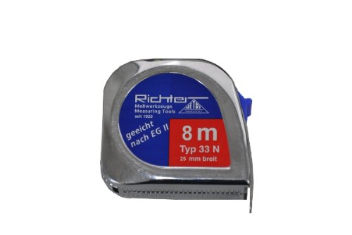 Richter Taschenrollbandmaß - Taschenbandmaß - Bandmaß 25mm breit Längen:Tachen-Rollbandmaß 33N-8m - Länge: 8m - Cheap-Us
