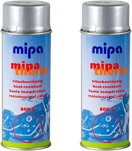 2x MIPA Mipatherm Silber Thermolack Ofenlack hitzebeständig bis 800°C 400 ml - Cheap-Us