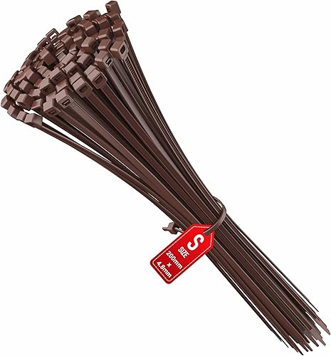 intervisio Kabelbinder 200mm x 4,8mm Farbe Braun Dunkelbraun 100 Stück - Cheap-Us