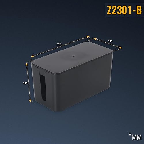 RICOO Kabelbox, Kabelmanagement Box Z2301-B, Kabel Organizer Box 23,5 x 11,5 x 12 cm, Aufbewahrungsbox zum Verstecken von Steckdosenleisten, Adaptern und Kabeln, Kabelsammler, Schwarz - Cheap-Us