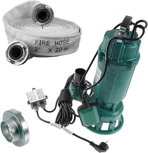 Tauchpumpe 1500W IBO 1,5 kW mit Zerkleinerer + 2' Storz C + 20m Schlauch - Pumpe, Wasserpumpe, SCHMUTZWASSERPUMPE, SCHNEIDWERK, FÄKALIENPUMPE mit Bauschlauch - Cheap-Us