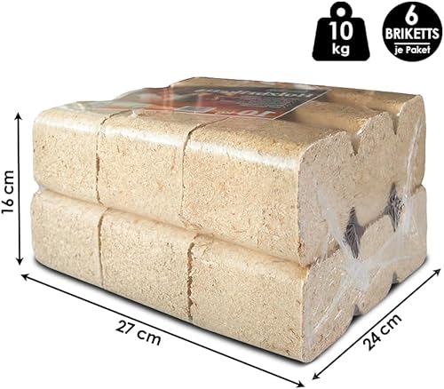 JSM-Brennholz - Uckermark Holzbriketts - 2 Pakete, 6 Briketts je Paket - Cheap-Us