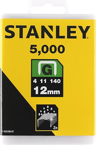 Stanley Klammern Typ G (12 mm, Klammern aus Flachdraht für Elektro- und Handtacker Typ G, 5000-Stück) 1-TRA708-5T, Silbern - Cheap-Us