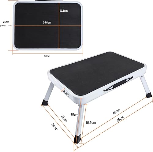 2 Stufen Tritthocker, Mini-Hocker, Klapptritt 2 Stufen Stahl Faltbare Trittleiter Klappbar Leiter mit Rutschfester Gummimatte, Sicheres Breites Pedal, Haushaltsleiter Tritthocker, bis 150 kg belastbar - Cheap-Us