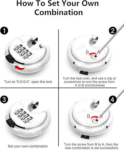 DAYGOS Zahlenschloss Vorhängeschloss, Schloss Mit Zahlencode Zahlen 4 Stellig, Wetterfest Rundbügelschloss, Zaun, Lagereinheit, Anhänger, 10 mm Bügelstärke, 70 mm (silber) - Cheap-Us