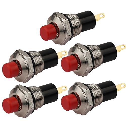CLDIY Druckschalter, selbstsichernde Mini-Schalter, die 10mm Runde DC24V 0.5A schwarze Kappe 5PCS verriegeln - Cheap-Us