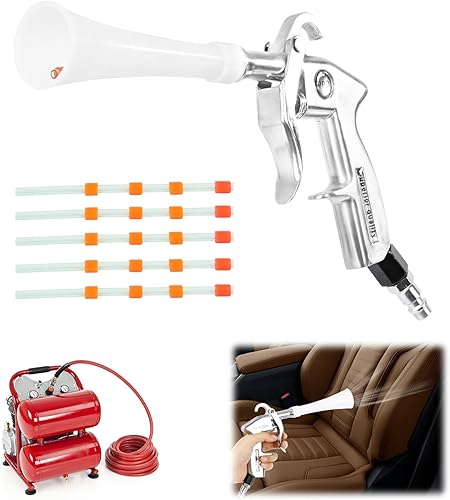 SOARFLY Druckluft Reinigungspistole für Kompressor, 6-9 Bar, 5 Ersatzschläuche, Trocken Ausblaspistole, Ausblaspistole Druckluft ohne Behälter, Effiziente Schmutzentfernung bei Auto Innenreinigung - Cheap-Us