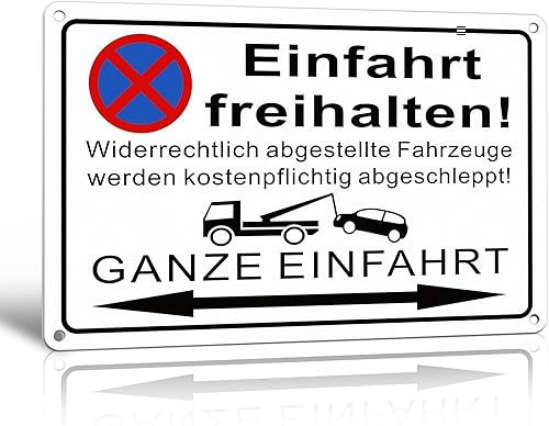 TAKULA Einfahrt Freihalten Schilder Ausfahrt Freihalten Schild(30 * 20CM Aluminium),Ein und Ausfahrt Freihalten Schild Parken Verboten Schild - Cheap-Us