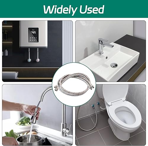 BEASAFY 2 Stück 80cm x G3/8 x M10 Anschlussschlauch Armatur, Geflochtener Edelstahl Panzerschlauch, Flexschlauch Verlängerung, Wasserhahn Schlauch für Wasserhahn Küche, für Wasserhahn Mischbatterie - Cheap-Us
