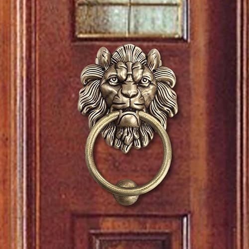 Löwenkopf Türklopfer, Antike Bronze Türklopfer Löwe, Klassischer Griff für die Haustür, Lion Head Door Knocker, Messing Löwenkopf-Türklopfer für Haustüren Hauptvordächer - Cheap-Us