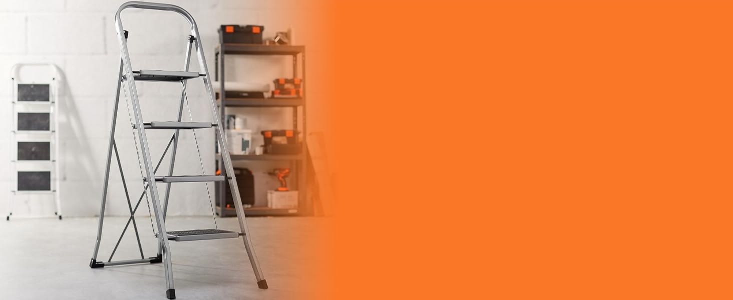 VonHaus Trittleiter 4 Stufen Klappbar