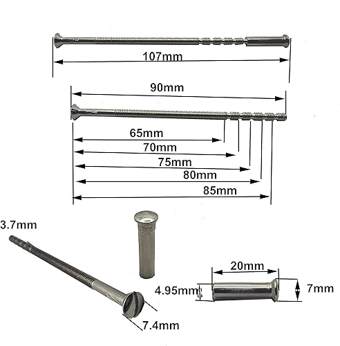 M4 x 90 mm Chrom Schlitzriegel und Hülse für Terrassentür, Verbindungsschrauben, Befestigungen und Schlossschlitze, 2 Stück - Cheap-Us