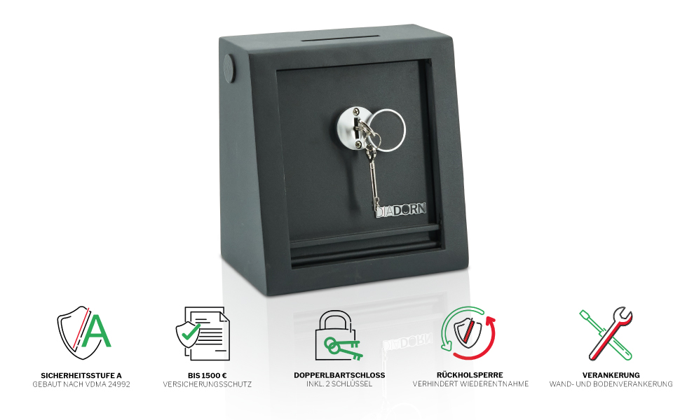 diadorn, opferstock, deposittresor, abwurftresor, geschäftstresor