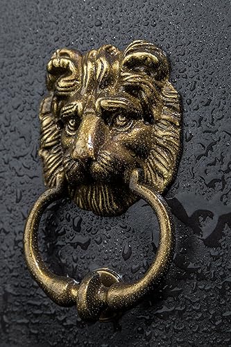 HUBER Türklopfer Antike 12455 schwere Ausführung, Messing patiniert, witterungsbeständig - Cheap-Us