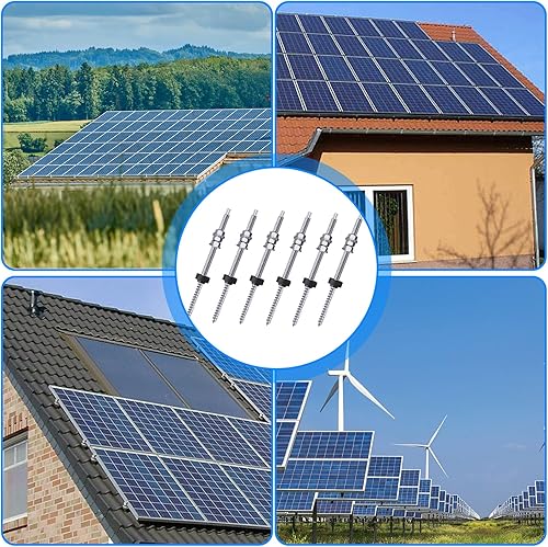 6 Stück Stockschrauben PV Anlage,Stockschrauben M10 Edelstahl für Photovoltaik Solarbefestigung auf Gebäudedächer(M10 x 200mm) - Cheap-Us