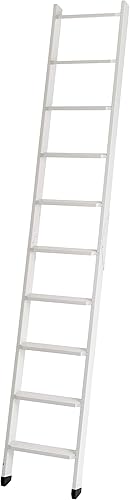DOLLE Hochbettleiter aus Holz mit 10 Stufen | Geschosshöhe bis 245 cm | In Natur oder Weiß lackiert | Breite: 40 cm | inkl. Fußkappen | Buche Stufen | Kiefer Holm | Anstellleiter (Weiß) - Cheap-Us