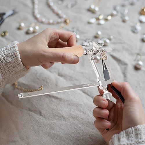 Schmucksäge Verstellbare Juweliersäge Rahmen mit Sägeblättern Professionelles Schmuckherstellungskit für Werkzeuge Zur Herstellung von Kunstrahmen (Mit 12 Sägeblättern) - Cheap-Us