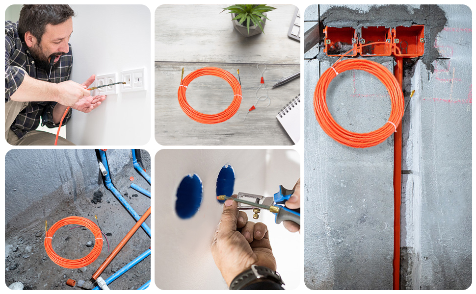 15m Kabeleinziehhilfe Einziehspirale Zugdraht