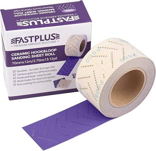 Clean Schleifpapier Rolle Purple Clean Schleifrollen 70 mm x 12 m Multi-Hole Schleifpapierrolle Rechteckig Von Hand Zerrissen Schleifpapier zum Entfernen von Beschichtungen, Autoschleifen, Körnung 400 - Cheap-Us