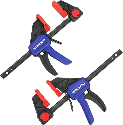 WORKPRO Einhandzwingen 2 Stück, Schraubzwingen Set Spannweite 305mm 2 in 1 zum Spannen Dehnen, Dehnbereich 440mm Spannkraft 68kg, für einfaches und stabiles Fixieren von Holz Möbel mit einer Hand - Cheap-Us