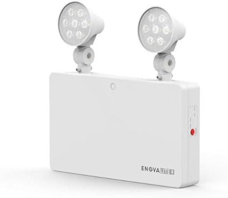 ENOVALITE LED Fluchtwegleuchte Notleuchte Twin-Spot mit Akku und Test-Funktion - 3h Notbetrieb - 6W 300lm - Rettungsweg Notausgang Notfall EXIT - Cheap-Us