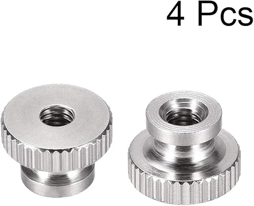 sourcing map 4Stk. Gerändelte Daumennüsse M4 Runde Knöpfe mit Kragen 304 Edelstahl - Cheap-Us