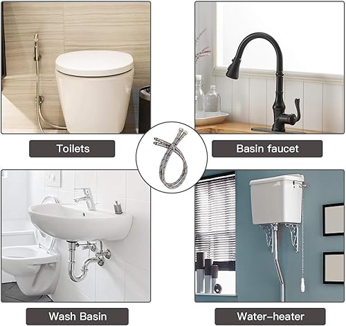 2 Stück Anschlussschlauch Armatur, G3/8 x M10 Geflochtener Edelstahl Anschlussschlauch Panzerschlauch 60cm Wasserhahn Schlauch Verlängerung für Schlauch Wasserhahn Mischbatterie - Cheap-Us