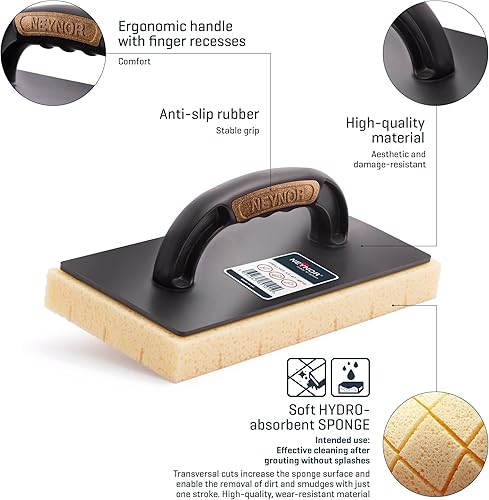 NEYNOR® Fliesenwaschbrett - HYDRO Schwammbrett PRO+++ - Saugfähig - Putzbrett - Fliesenschwamm - Hydroschwamm-Belag - Made in EU - 280 x 140 mm - Cheap-Us
