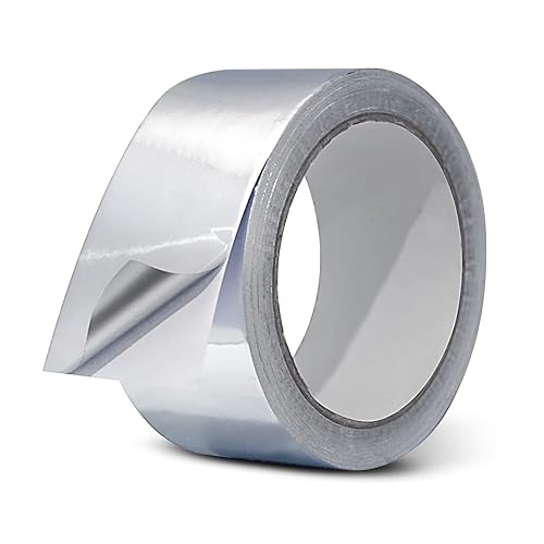 AggSound 3,9 mm Aluminiumfolienband, 4,8 cm x 43,7 m, selbstklebendes Metall, hitzebeständiges, silberfarbenes Panzerband, strapazierfähig für Kanäle, Klimaanlagen, Trockner, Lüftungsschlitze, - Cheap-Us
