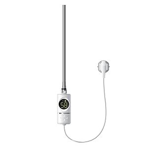 ECD Germany Heizstab für Badheizkörper Weiss 300W Heizpatrone Thermostat Heizelement Elektroheizstab
