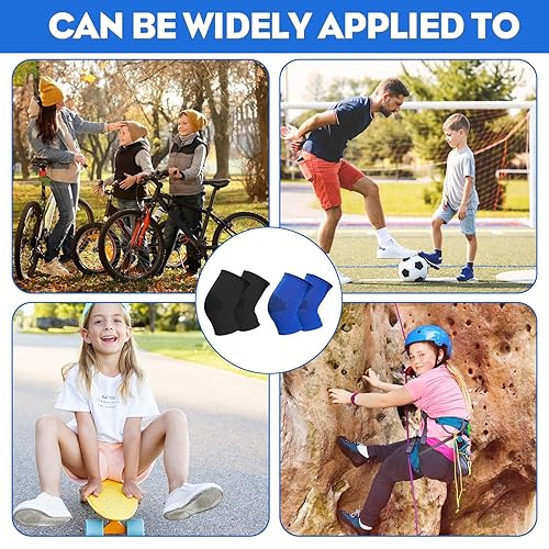 VIDSTW 4 Stück Hochwertiges Nylon Knieschoner, Elastizität Knieschützer Kinder, Rautenmuster Design Knee Pads, Handball Knieschoner Kinder für Outdoor Sportarten und Indoor (Blau, Schwarz) - Cheap-Us