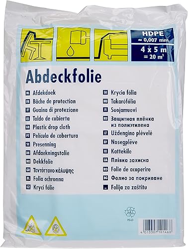 20m² Abdeckfolie Abdeckplane 4x5m transparent 7µ (My) 4m x 5m - Cheap-Us