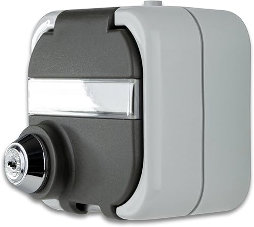 REV AquaTop, Feuchtraumsteckdose, IP44, Steckdose abschliessbar, einpolig, Aufputz, grau - Cheap-Us