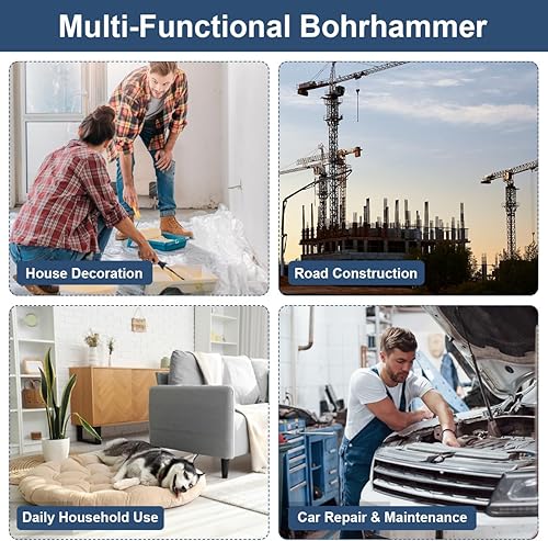 Akku Bohrhammer für Makita Akku 18V, Bürstenloser Schlagbohrmaschine Stufenlos Regelbare Geschwindigkeit, Hammer Bohr mit 6-tlg., 3-in-1 Bürstenloser Bohrhammer(Ohne Akku) - Cheap-Us