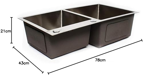 Edelstahlspüle Spülbecken 2 Becken Küchenspüle Einbauspüle 78×43×21cm Spühlbecken Doppelbecken Spüle mit Über und Ablaufgarnitur - Cheap-Us