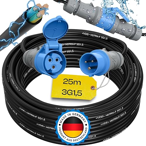 maxgo Camping Stromkabel 10m Wohnwagen Kabel Wohnmobil CEE Stecker Verlängerungskabel Orange 3x2,5 Campingkabel 10 Meter Strom Verlängerung H07BQ-F PUR Outdoor Mennekes - Cheap-Us