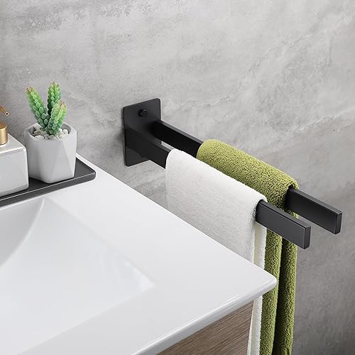 OETAMS Handtuchhalter Ohne Bohren Schwarz Matt Handtuchstange Edelstahl Handtuchhalter Bad Eckig Hantuchhalterung Einarmig Badetuchhalter - Cheap-Us