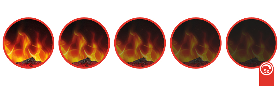 Flammeneffekt in 5 Stufen