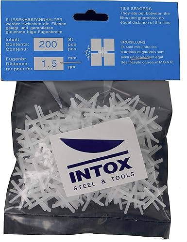 INTOX Fliesenkreuze 200 Stück weiss 4,0mm breit zum Fliesen verlegen - Cheap-Us