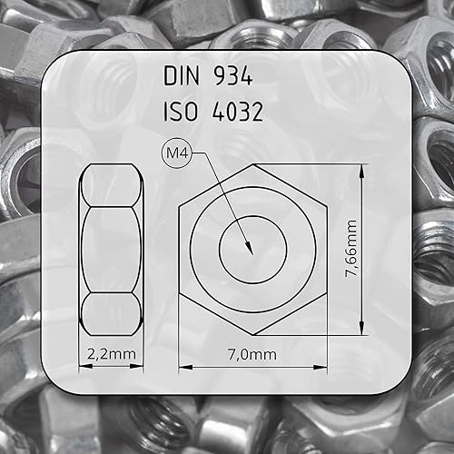 Sechskantmuttern M3 Edelstahl A2 V2A rostfrei | DIN 934 / ISO 4032 | 100 Stück | Hochwertige Befestigungselemente für Metall, Holz & mehr | Ideal für Modellbau, Handwerk & Industrie - Cheap-Us