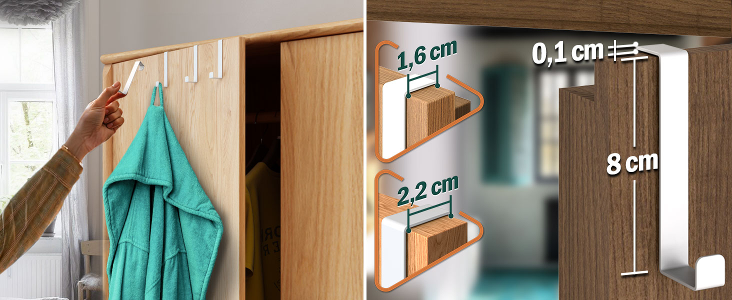 Gancho puerta, over door hook, patere porte