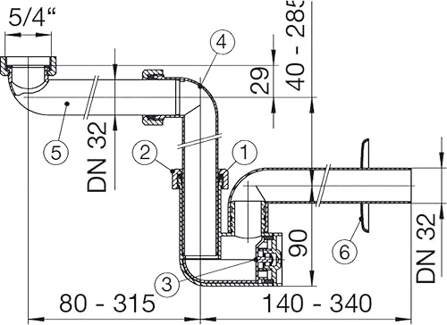 SOLIDO 9003076003976 5/4' x 30 mm Raumspar-Möbelsiphon, weiß - Cheap-Us