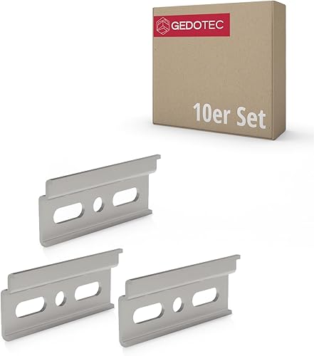 Gedotec Trägerplatte Stahl verzinkt | 10 Stück - Wand-Halterungen | Länge 60 mm | Schrank-Schiene mit Aushänge-Sicherung für Hängeschrank | Aufhänge-Schiene Oberschrank | Montageschiene - Cheap-Us