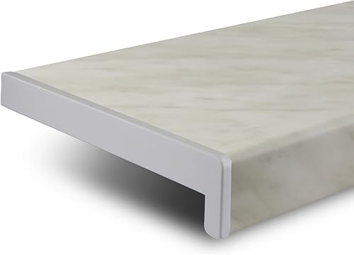 TJ Fensterbank Innen Kunststoff Marmoroptik / 20 x 200 cm Fensterbank inkl. Seitenabschluss/PVC Fensterbank nach Maß/Fensterbank Innen kratzfest und feuchtigkeitsundurchlässig - Cheap-Us